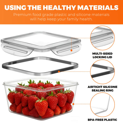 24 pcs Includes 12 Containers, 12 LidsDeluxe Food Storage Container Set