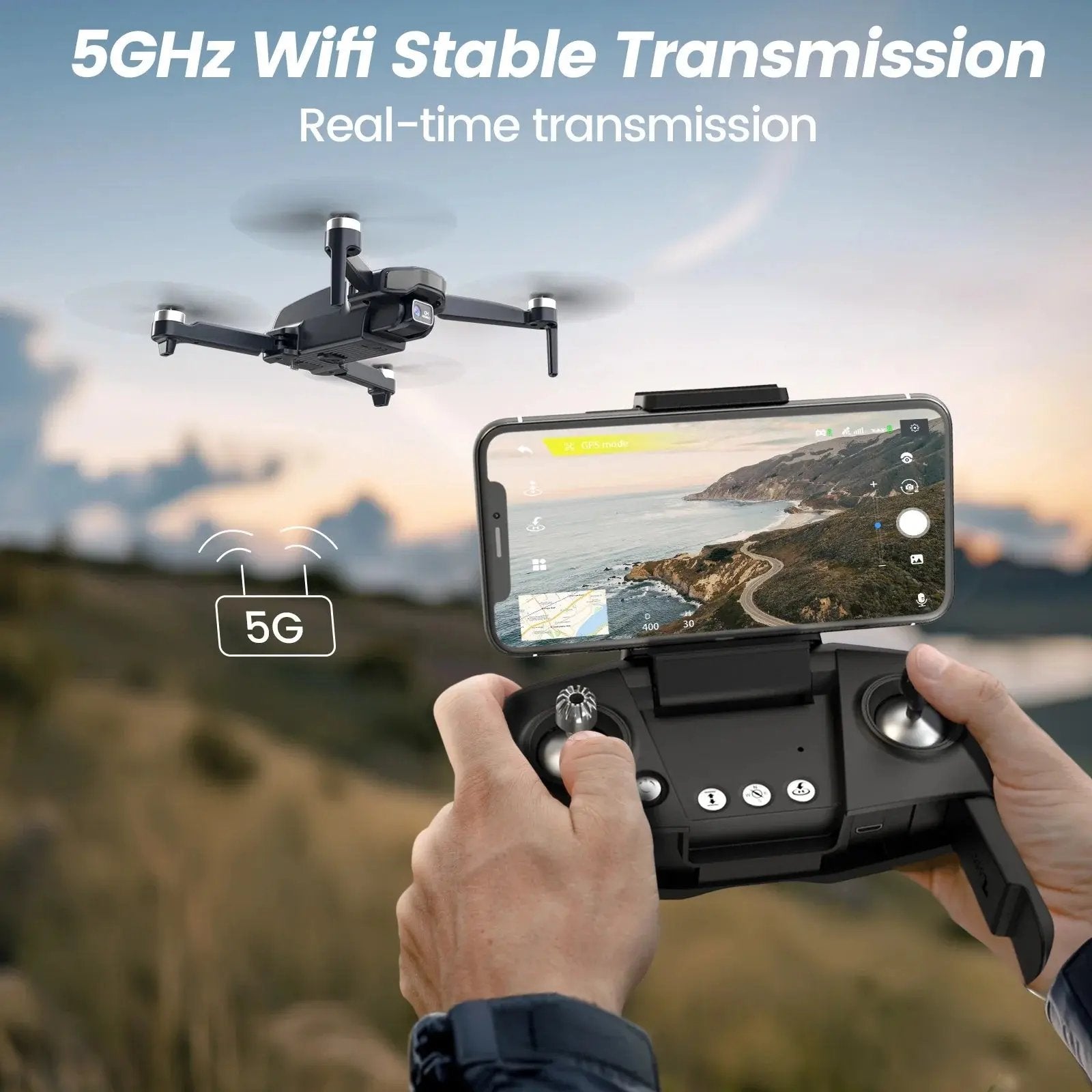 WF31 4K GPS Foldable Quadcopter Drone for Adults - 50 Minutes Flight Time, Black