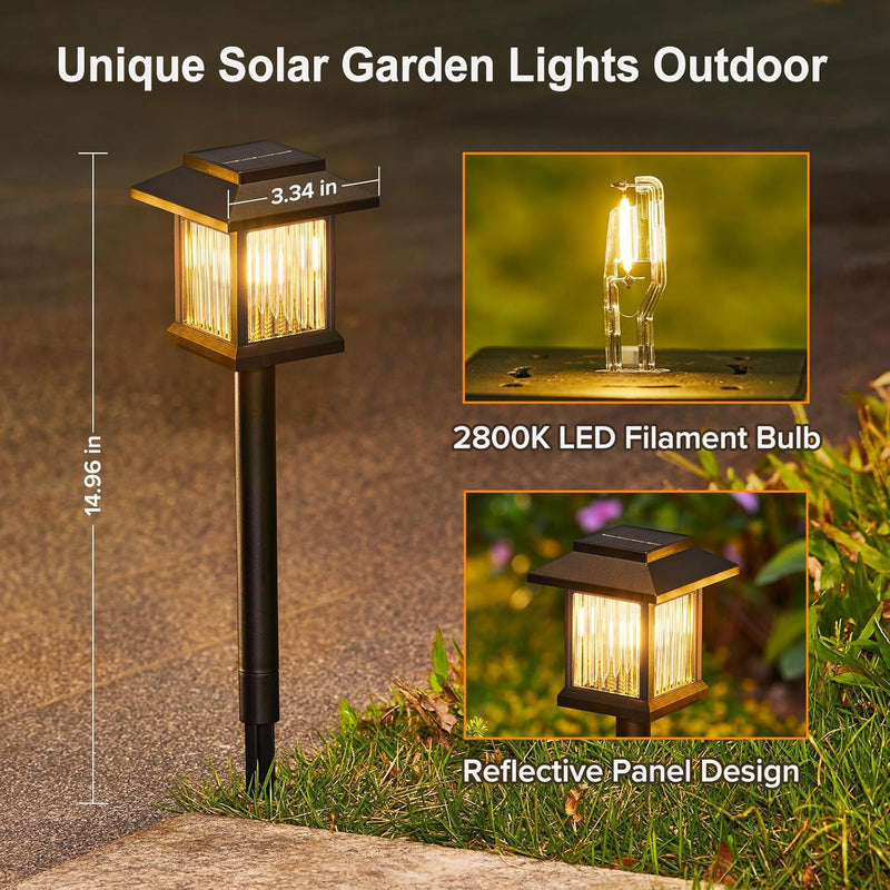 10 Pack Solar Pathway Lights Outdoor, Unique Solar Garden Lights Outdoor Waterproof, Bright Walkway Llights up to 10 Hours of Lighting Decorative for Landscape Path Driveway Lawn Patio Yard