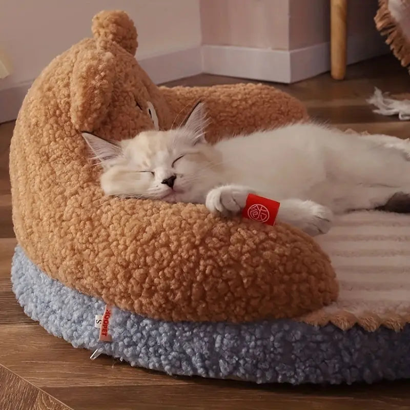 Soft And Durable Round Cat Bed - Removable Pet Mat And Mattress For Small Dogs And Cats - Plush Fabric - Indoor & Outdoor Use - For Pet Owners - Perfect Gift for Pet Lovers Our3Designs