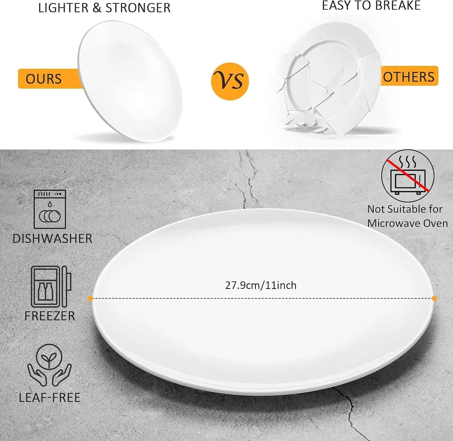 Upgrade Your Dining Experience with Our Durable 11-Inch White Melamine Plates - Perfect for Dinner, Salad & Lunch! Set of 6! 🍽️✨ #HomeDining #Tableware