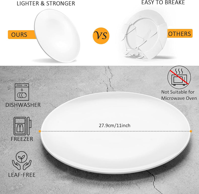 Upgrade Your Dining Experience with Our Durable 11-Inch White Melamine Plates - Perfect for Dinner, Salad & Lunch! Set of 6! 🍽️✨ #HomeDining #Tableware