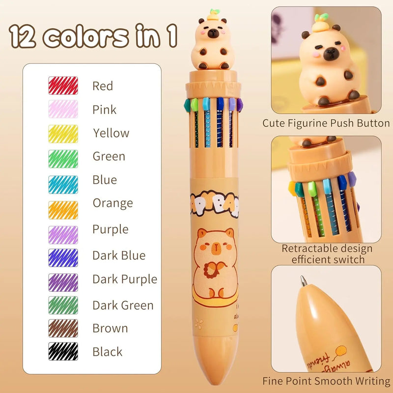 Kids School Supplies for Girls Boys, 36PCS Cute Capybara Stationery Set with Pencil Case Gel Pens Pencil Stickers Pins Notebooks Sticky Notes Kawaii Birthday Gifts for Kindergarten Elementary