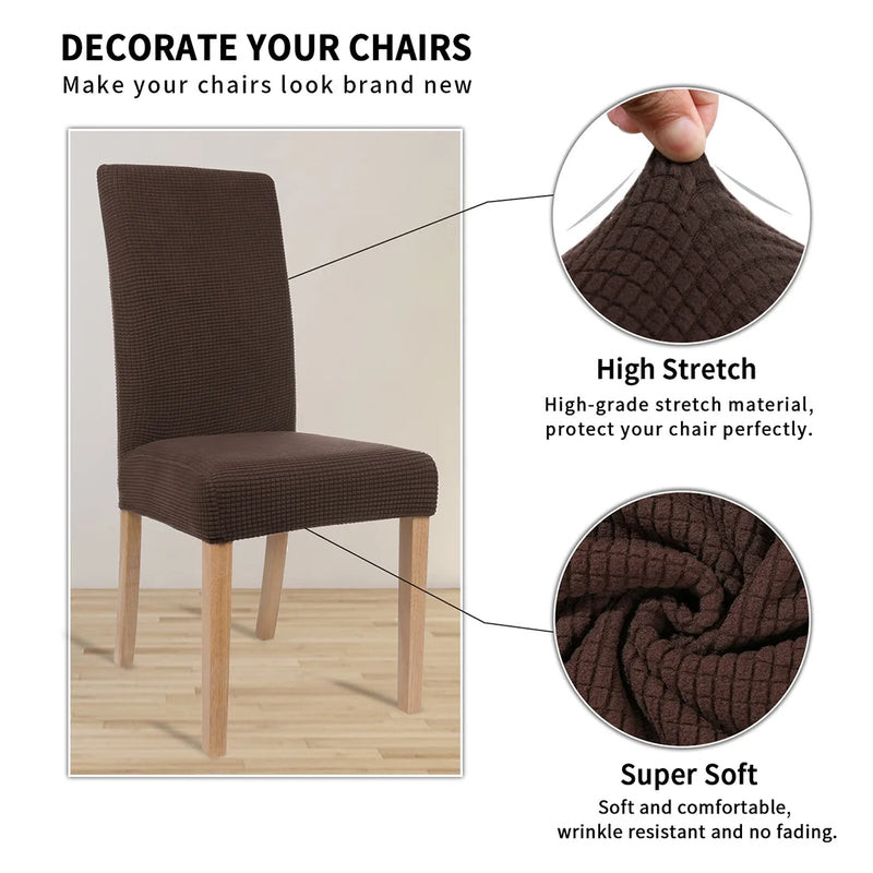 4 Pack Chair Covers for Dining Room, Stretch Chair Protector Slipcovers, Brown