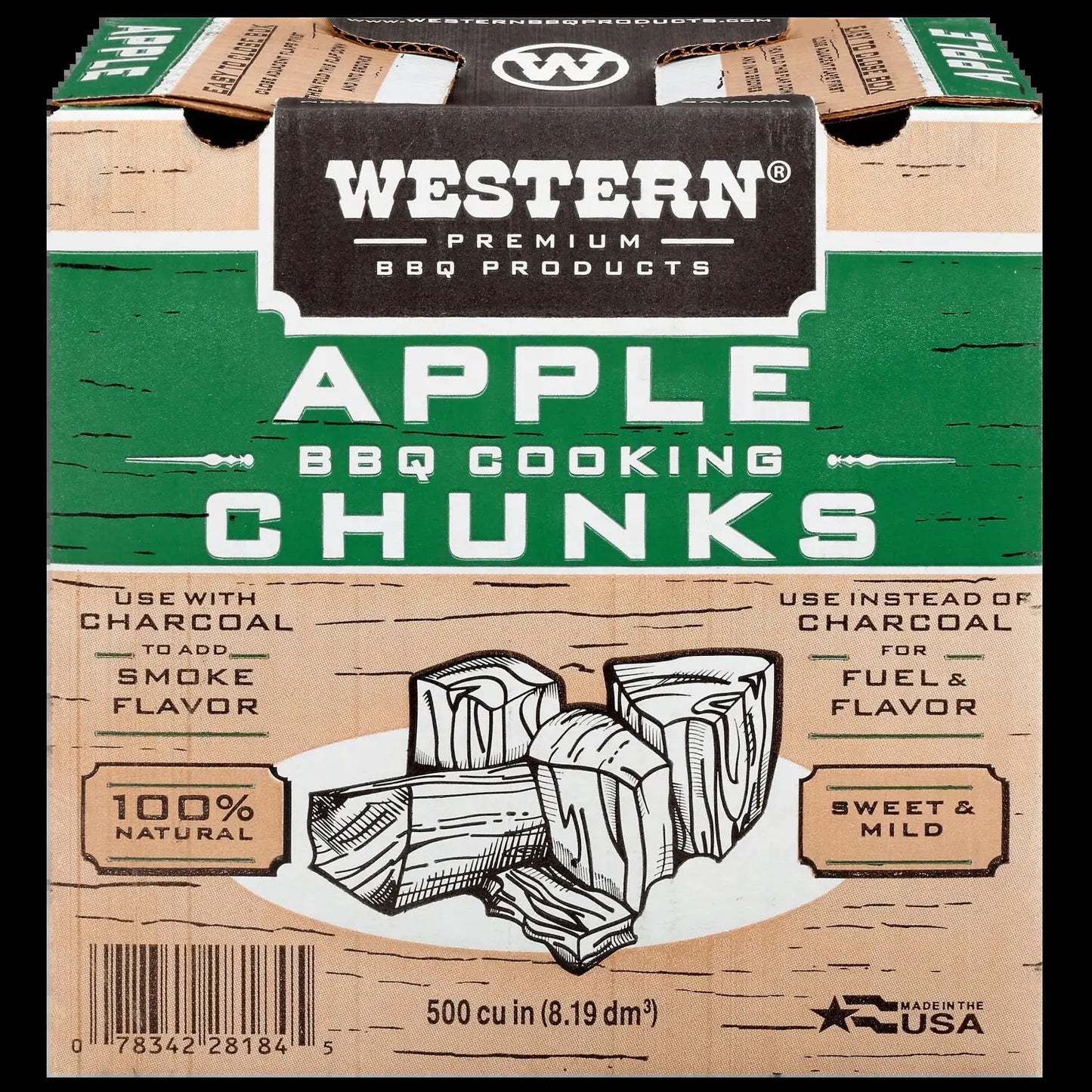 Premium BBQ Apple BBQ Cooking Chunks, 500 Cubic Inch