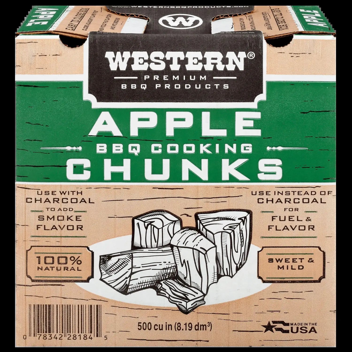 Premium BBQ Apple BBQ Cooking Chunks, 500 Cubic Inch
