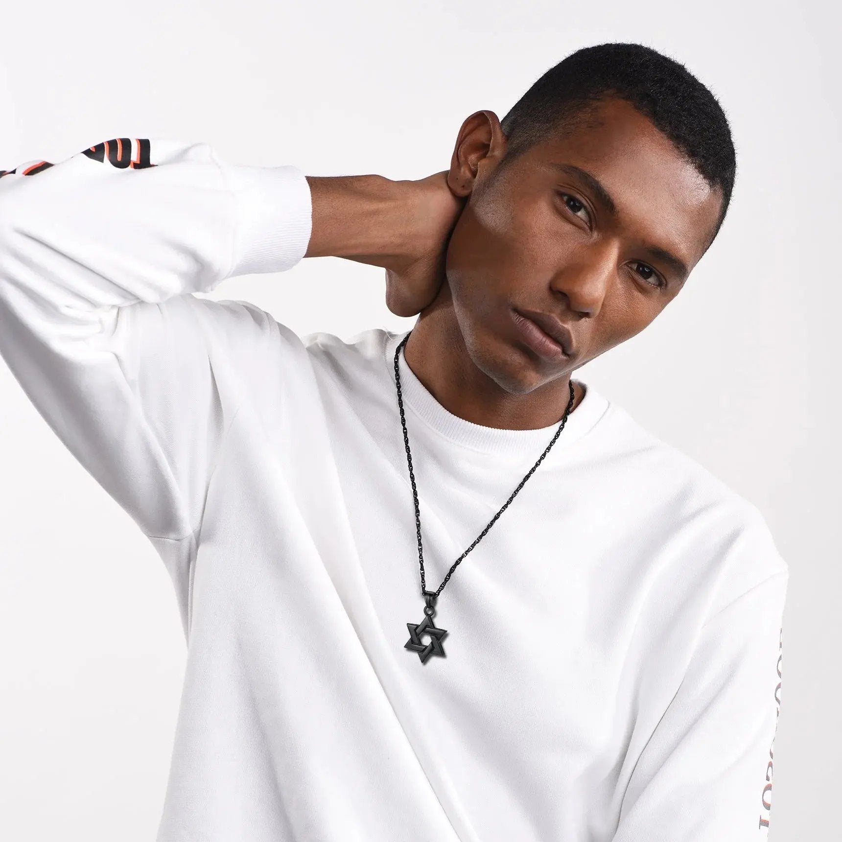 Shine Bright with Our Black Star of David Necklace - Perfect Gift for Dads, Boyfriends, and Men!