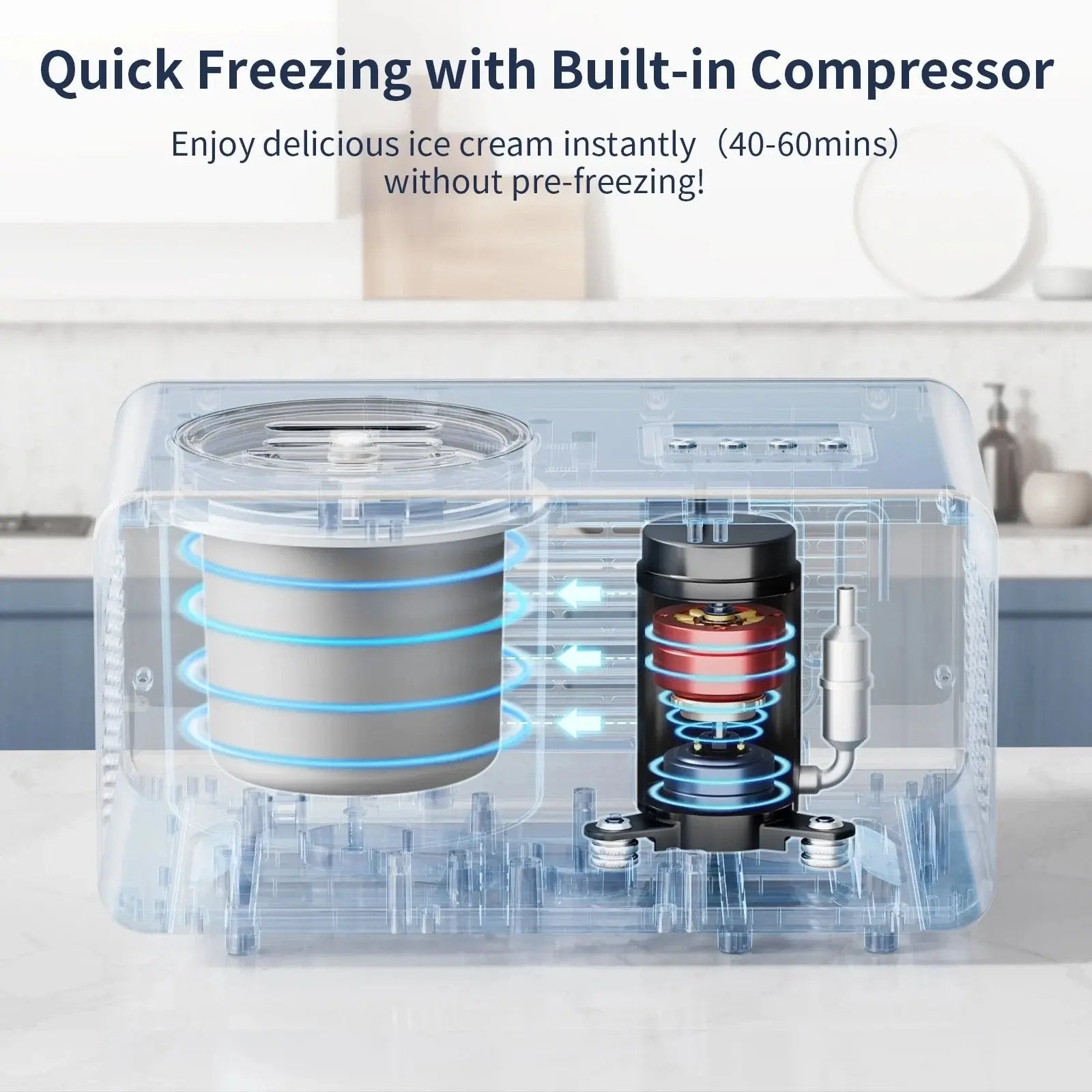 Chill Out with Our 2.1 Qt Electric Ice Cream Maker! 🍦 No Pre-Freezing Needed - Perfect for Gelato, Frozen Yogurt & Sorbet! 🥳✨