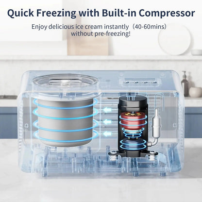 Chill Out with Our 2.1 Qt Electric Ice Cream Maker! 🍦 No Pre-Freezing Needed - Perfect for Gelato, Frozen Yogurt & Sorbet! 🥳✨