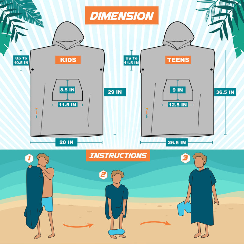 Cool Orange Stripe Kids Changing Robe Surf Poncho - Perfect for Beach Days & Pool Fun! 🏖️🌊 Quick Dry & Stylish for Teens 8-12! 🧡✨