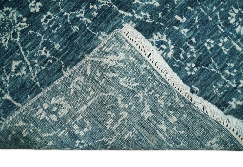 2.6x10 Fine Hand Knotted White and Blue Traditional Vintage Persian Style Antique Wool Rug | AGR23 The Rug Decor