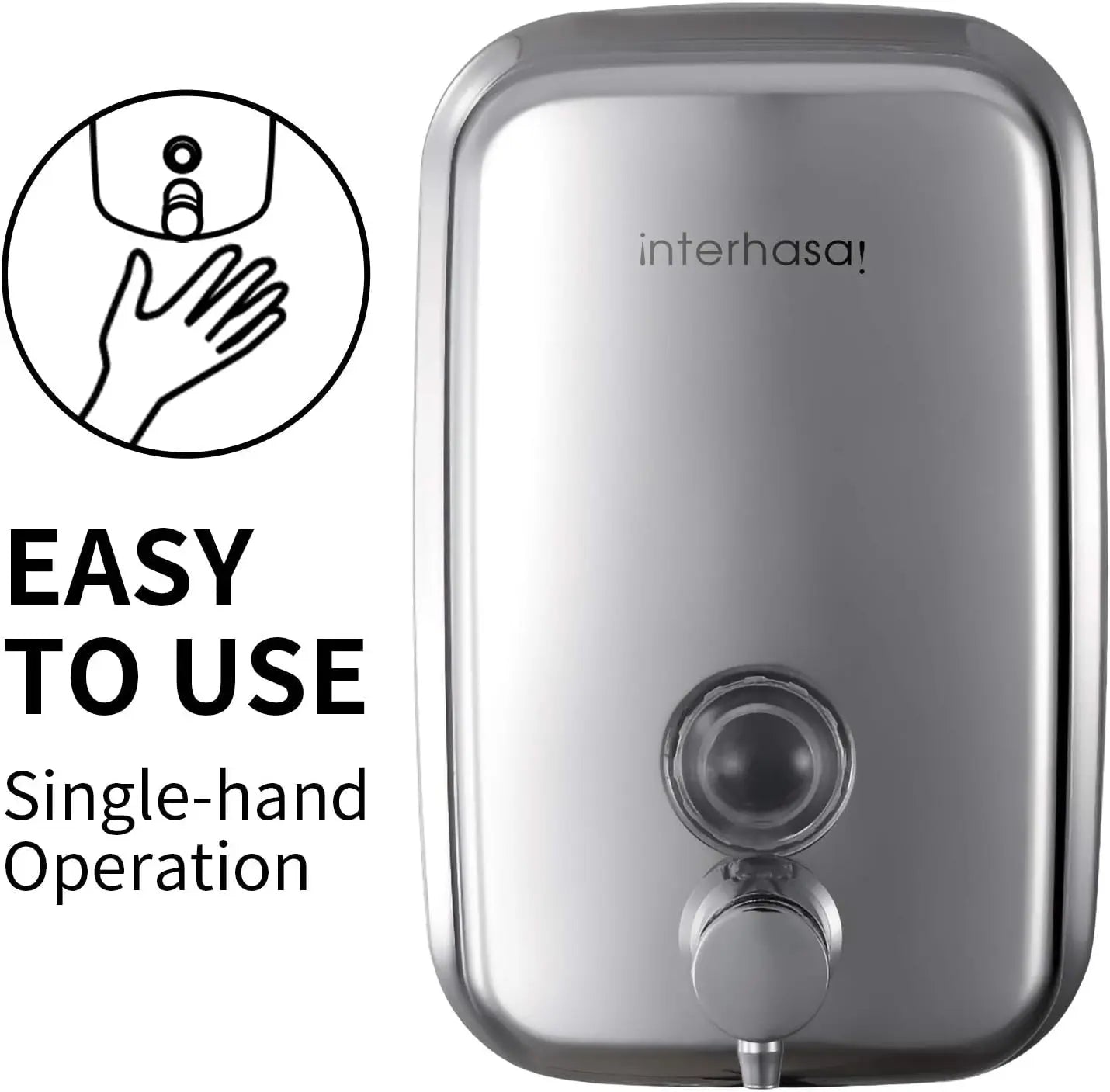 Soap Dispenser Wall Mount 304 Stainless Steel Commercial Hand Soap Dispenser, Manual Liquid Gel Soap Dispenser for Bathroom