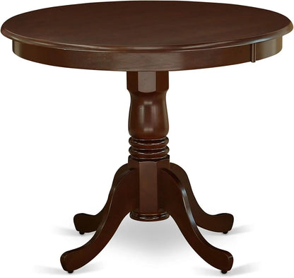 ANNO5-MAH-W 5 Piece Dining Set Includes a round Dining Room Table with Pedestal and 4 Wood Seat Chairs, 36X36 Inch, Mahogany