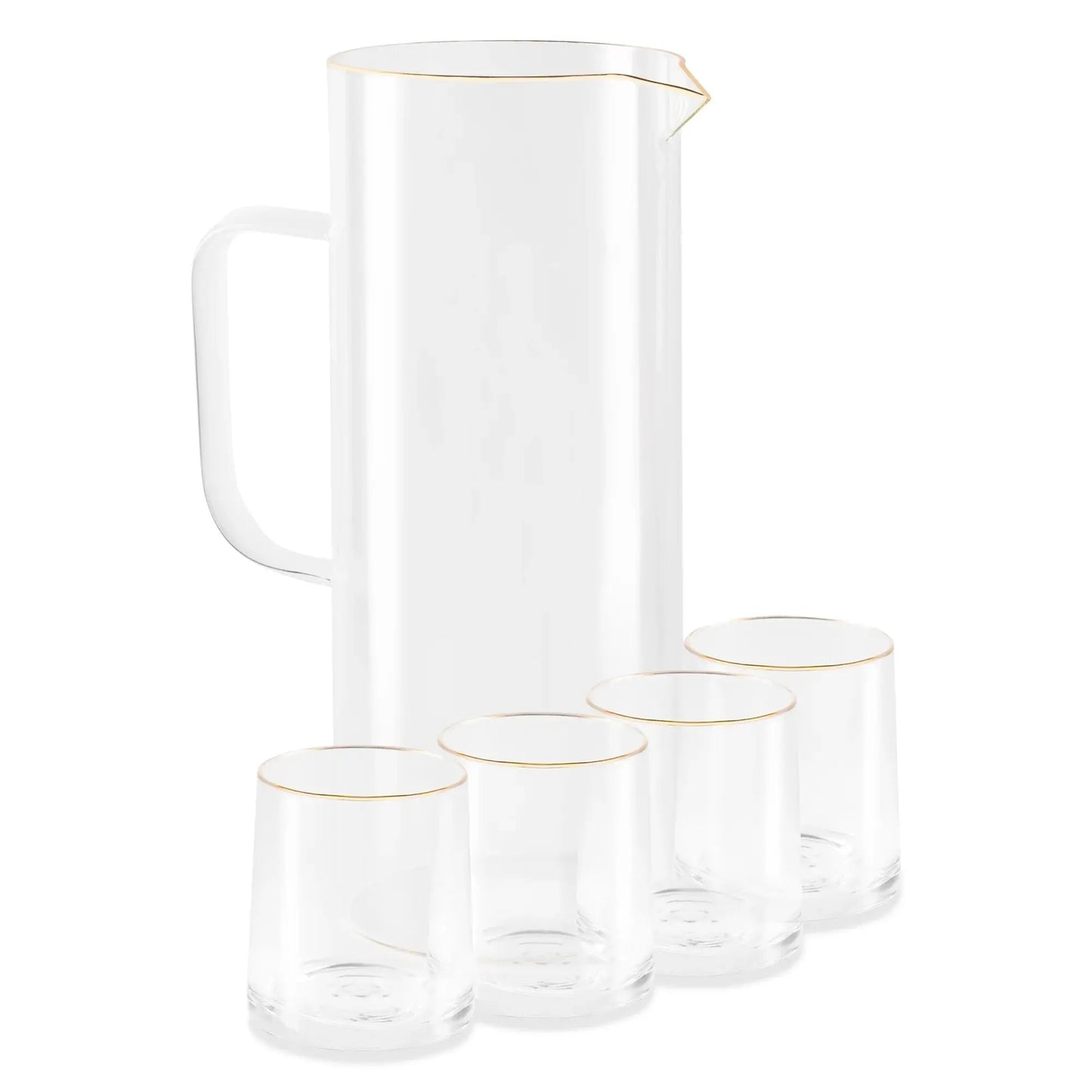 5-Piece Gold Rim Pitcher and 9Oz Drinking Glass Set