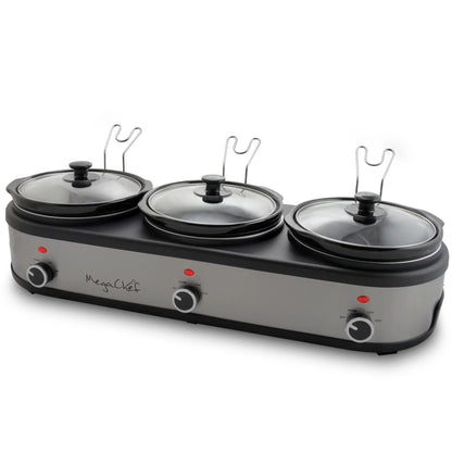 Mega Chef Mega Chef 2.5 Qt. Triple Slow Cooker and Buffet Server