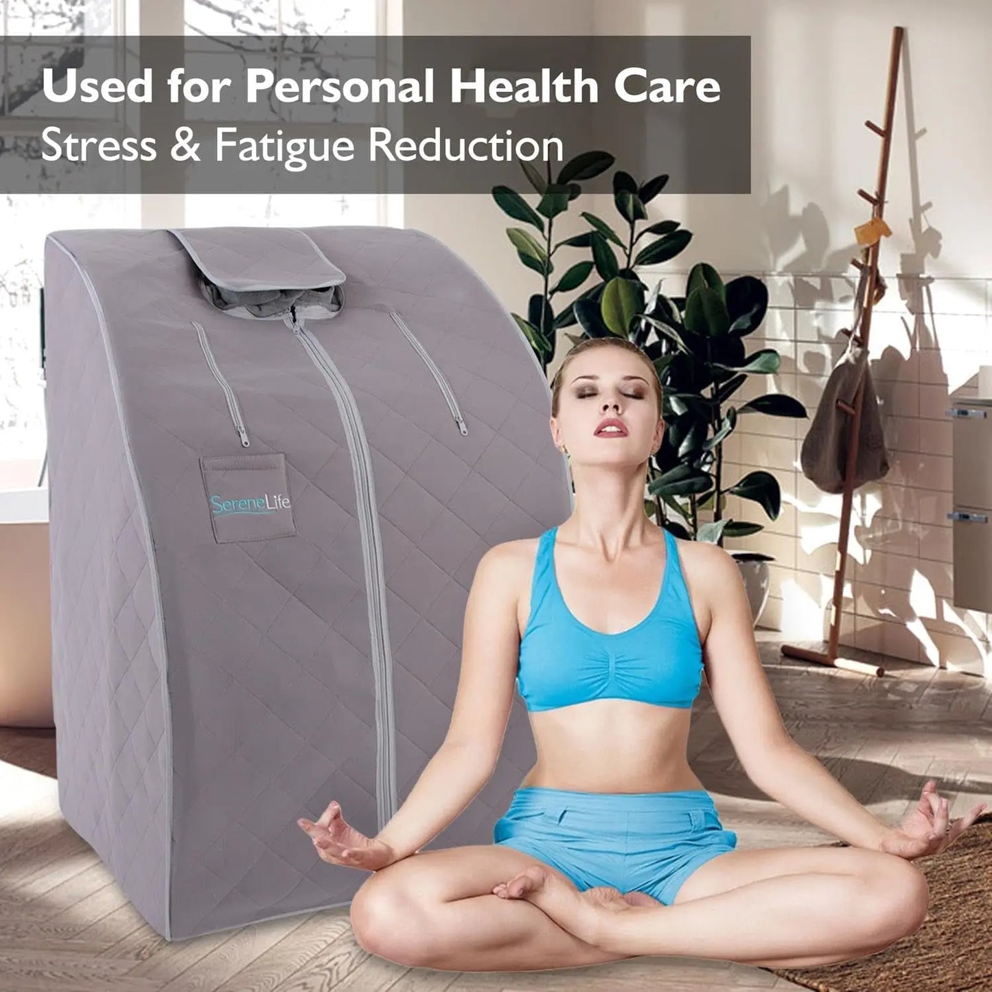 Portable Sauna for Home, Infrared Sauna Tent with Heated Foot Pad and Folding Chair, Compact Personal Rejuvenation Sauna, Remote Control In-Home Spa, 38" X 32” - (Gray)