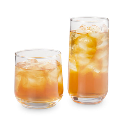 Josie Mixed Size Glass Drinkware, Set of 16