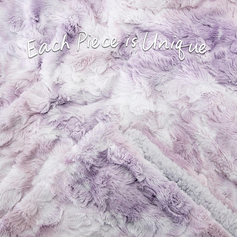 Luxurious Wolf Faux Fur Throw Blanket - Snuggle Up in Softness & Style - Perfect for Your Bed or Couch - Lilac 50" x 65"