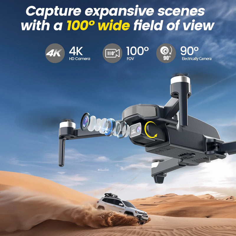 WF31 4K GPS Foldable Quadcopter Drone for Adults - 50 Minutes Flight Time, Black