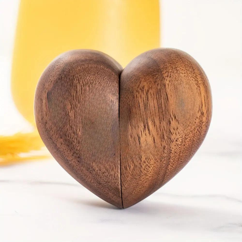 Always and Forever Heart-Shaped Wooden Ring Box with Magnetic Closure O3D