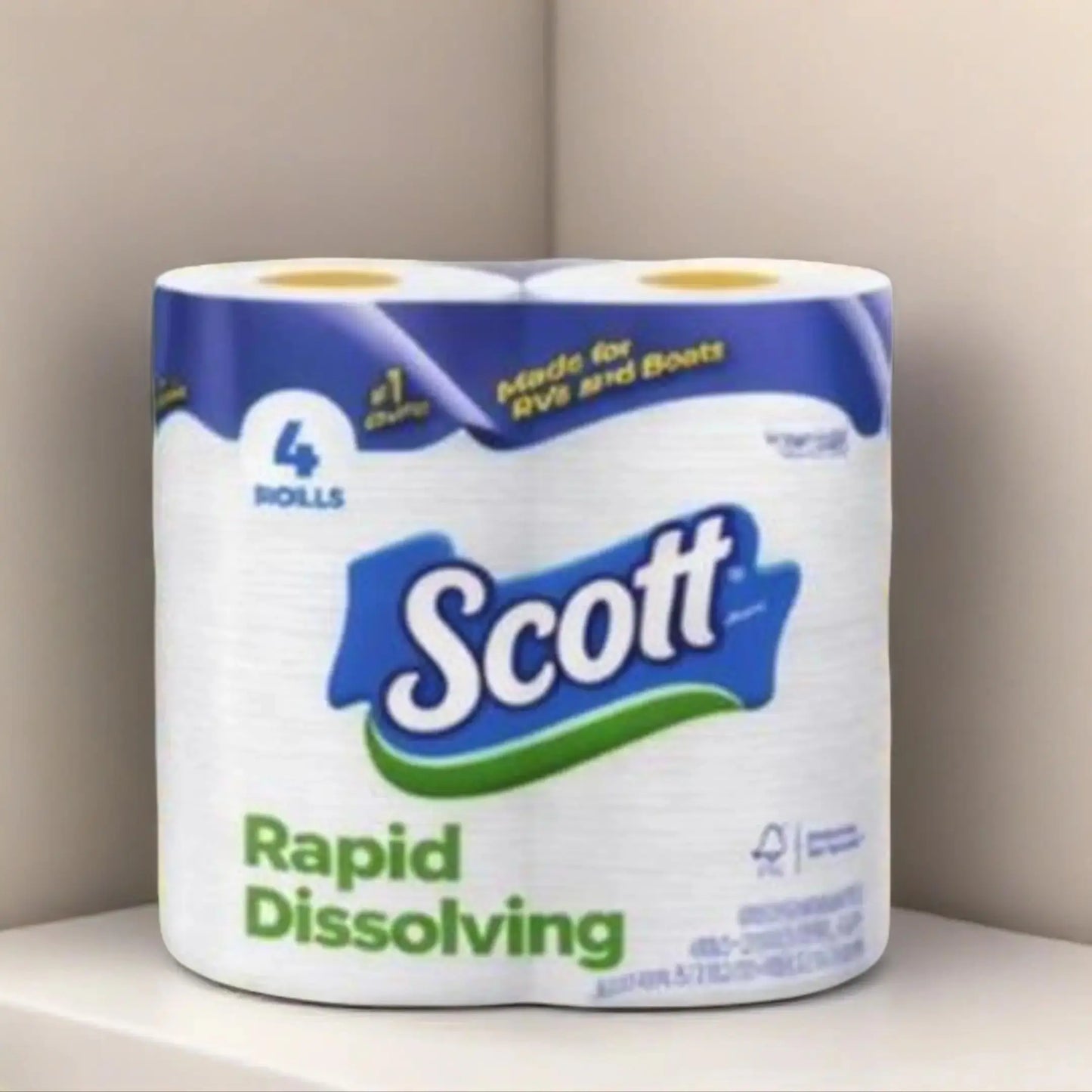 Scott Rapid-Dissolving Toilet Paper, 4 Double Rolls Pack Scott