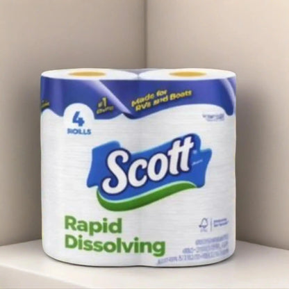 Scott Rapid-Dissolving Toilet Paper, 4 Double Rolls Pack Scott