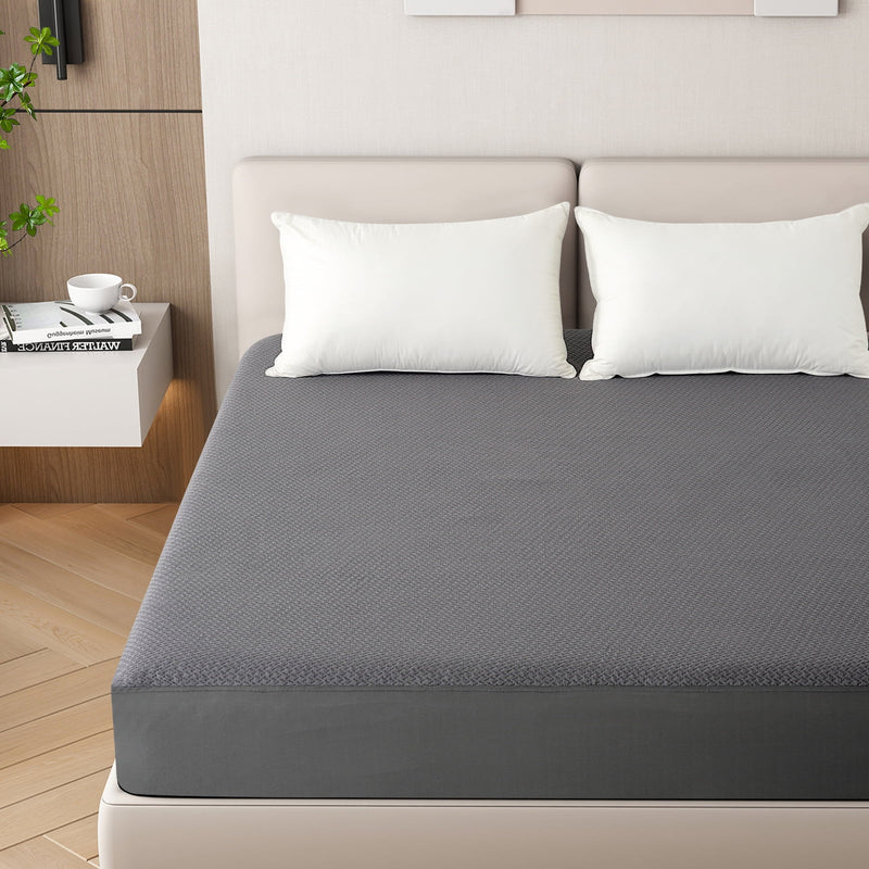100% Waterproof Mattress Protector Twin Size Premium Viscose from Bamboo 3D Air Cooling Mattress Pad Cover for Bed Ultra-Soft Breathable Noiseless with 8''-21'' Deep Pocket (Dark Gray, Twin)