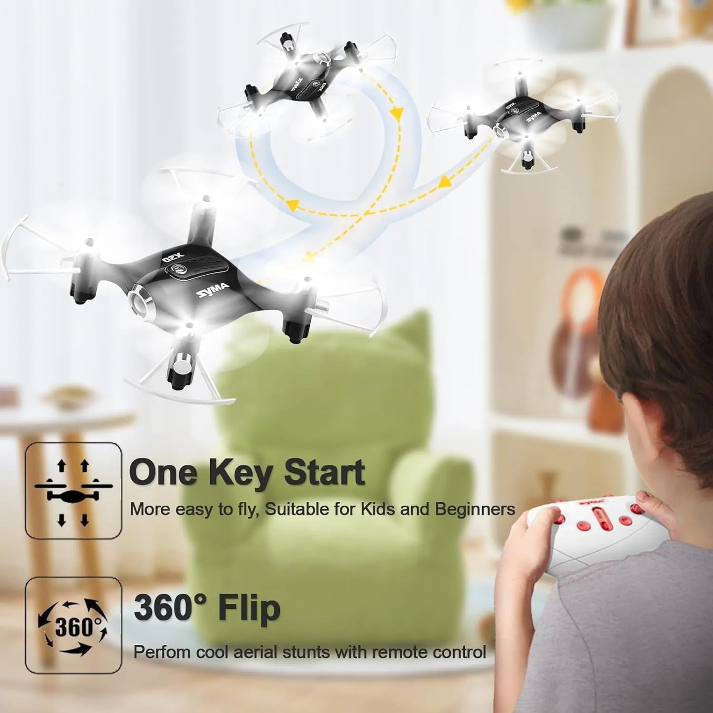 X20 Mini Drone for Kids and Beginners RC Nano Quadcopter with Auto Hovering 3D Flip(Black)