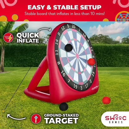 Games - XL Giant Kick Darts (Over 8Ft Tall) with 15+ Games Included - Jumbo Soccer Darts W/Air Pump - Big Inflatable Games - Carnival Games - Giant Outdoor Games & Activities - Giant Yard Games