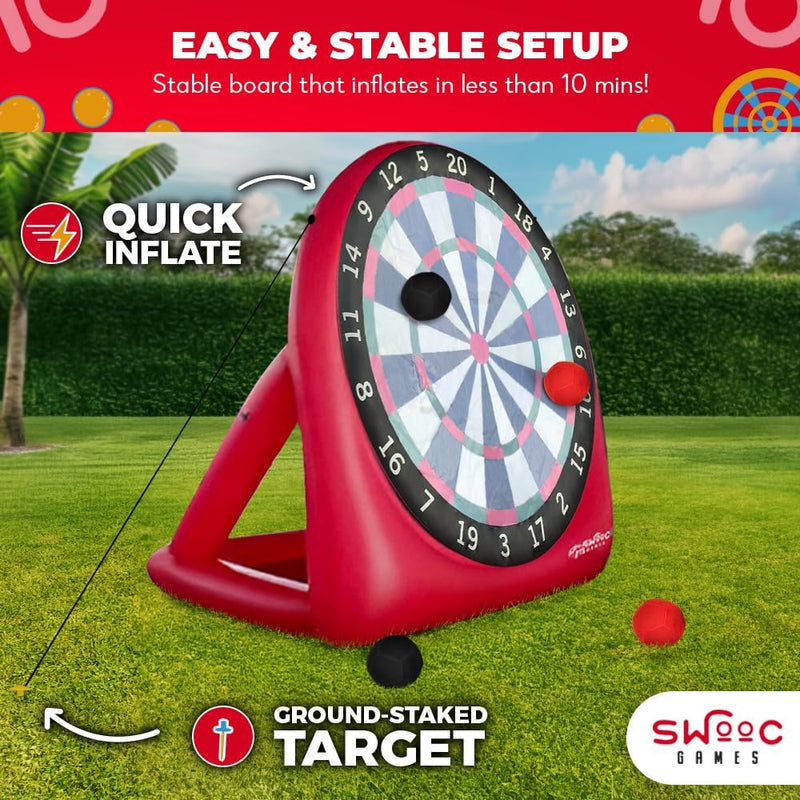Games - XL Giant Kick Darts (Over 8Ft Tall) with 15+ Games Included - Jumbo Soccer Darts W/Air Pump - Big Inflatable Games - Carnival Games - Giant Outdoor Games & Activities - Giant Yard Games