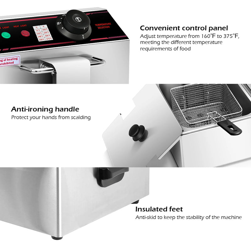 Powerful 12L 3400W Stainless Steel Electric Deep Fryer for Perfectly Crispy Fried Foods