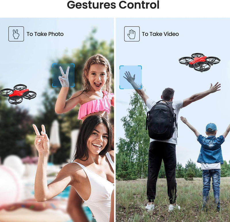 P7 Mini Drones with RC Battle Mode, 720P HD FPV Camera for Kids Beginners, Quadcopter with One-Key Start, Headless Mode, Altitude Hold, 3D Flip, Gesture Control, 3 Speeds, 2 Batteries, Red