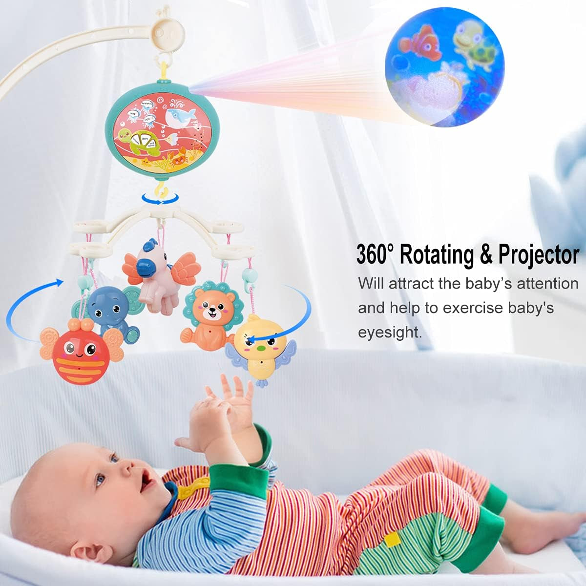 Transform Your Baby's Sleep with Our Enchanting Musical Crib Mobile! 🌟✨ Featuring a Night Light, Soothing Sounds, and a Magical Star Projector for Sweet Dreams! 🎶💤 Ideal for Newborns!