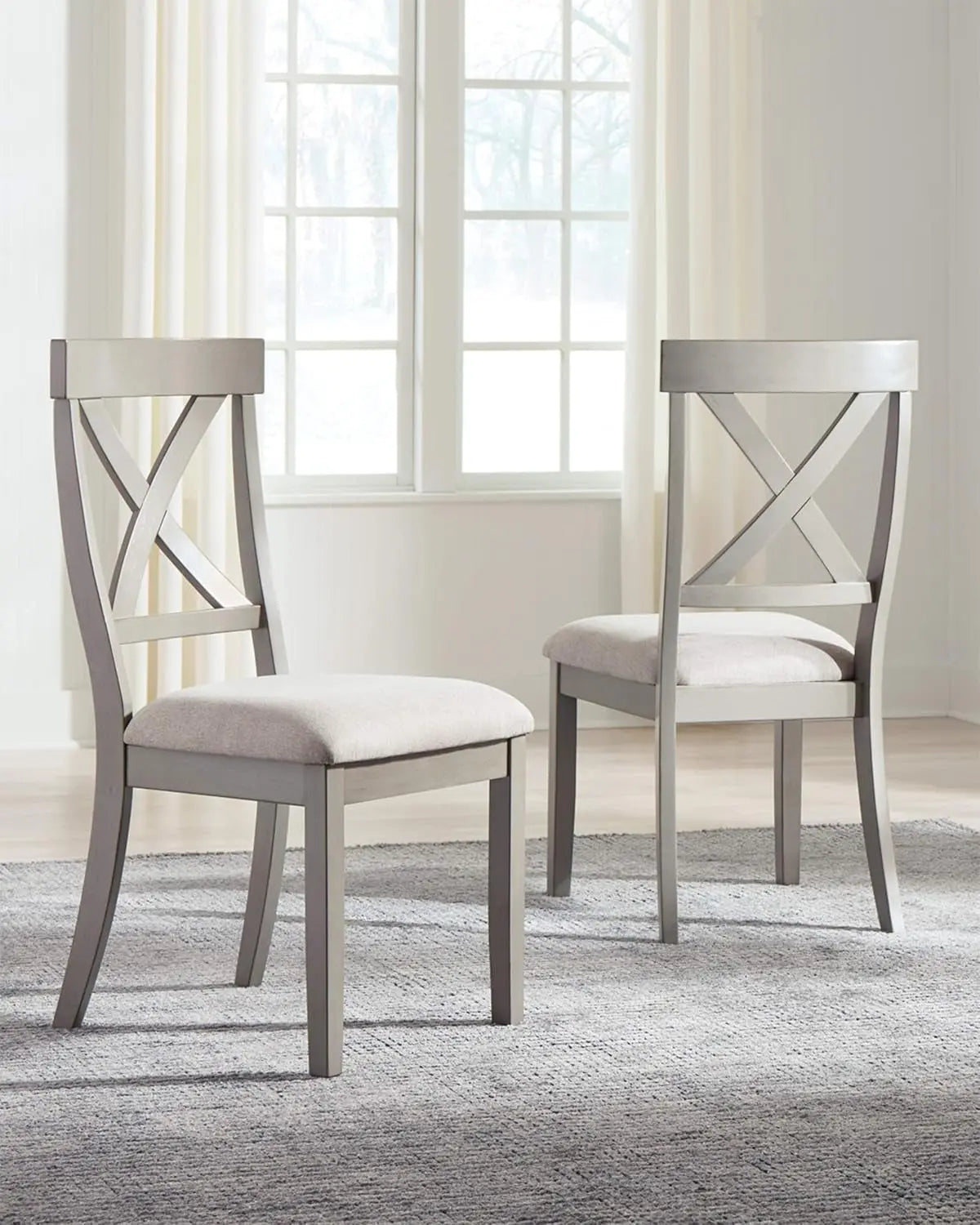 Parellen Modern Farmhouse Upholstered Dining Chair, Set of 2, Gray