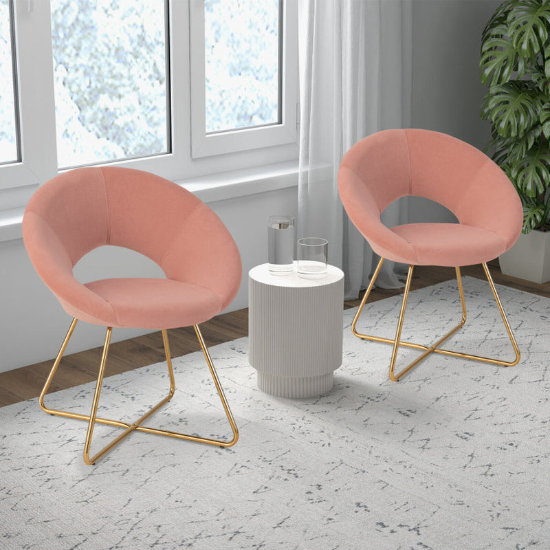 Modern Velvet Accent Chair Vanity Chair with Metal Legs