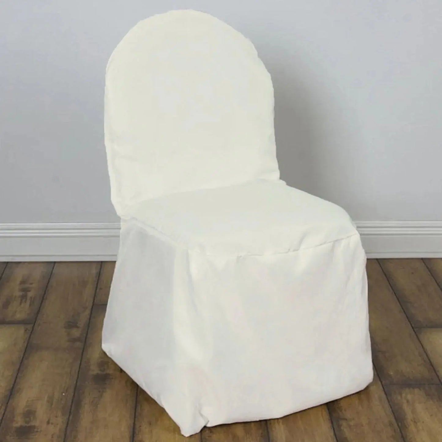 30 PCS Ivory Polyester Banquet Chair Covers, Reusable or Disposable Stain Resistant Chair Covers