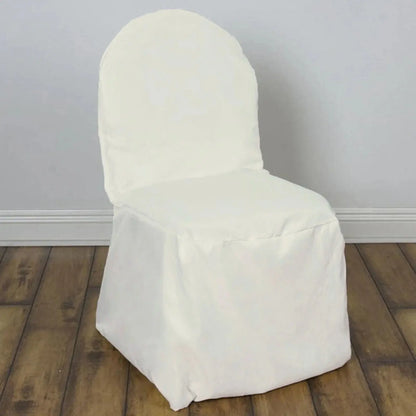 30 PCS Ivory Polyester Banquet Chair Covers, Reusable or Disposable Stain Resistant Chair Covers