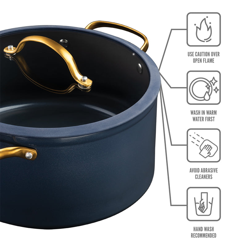 12-Piece Non-Stick Cookware Set, Signature Collection Pots and Pans Set - Blue