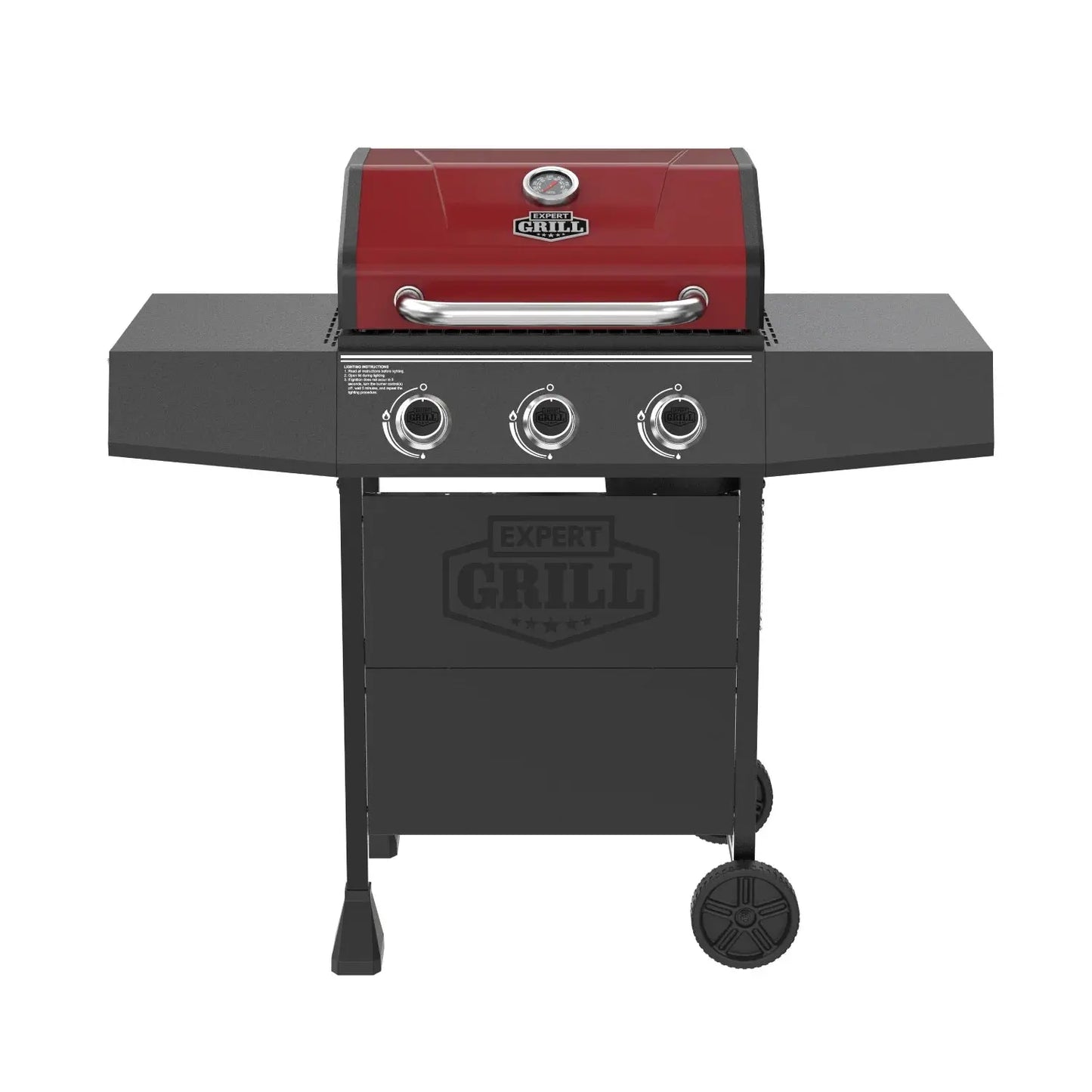 3 Burner Propane Gas Grill in Red