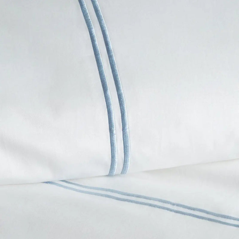 600 Thread Count Double Stripe Embroidered Duvet Set Mélange Home