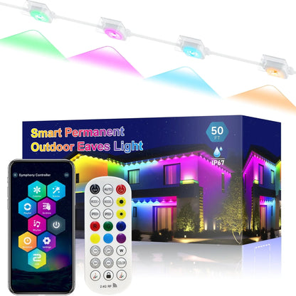 Transform Your Home with 50Ft of Permanent Outdoor Waterproof LED Smart Eaves Lights – Perfect for Christmas and Year-Round Celebrations!