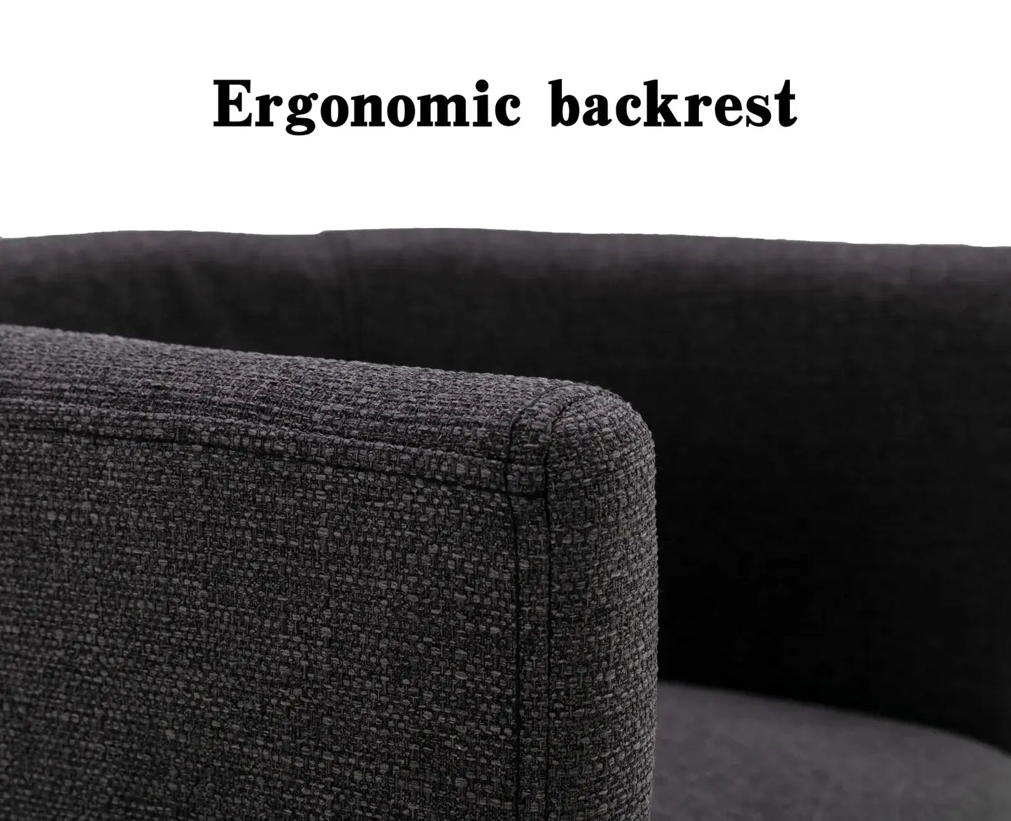 Modern Linen Dining Chair, Mid-Century Upholstered Barrel Kitchen Chairs Fabric Side Chair with Metal Legs and Curved Back for Living Room Dining Room Bedroom, Charcoal