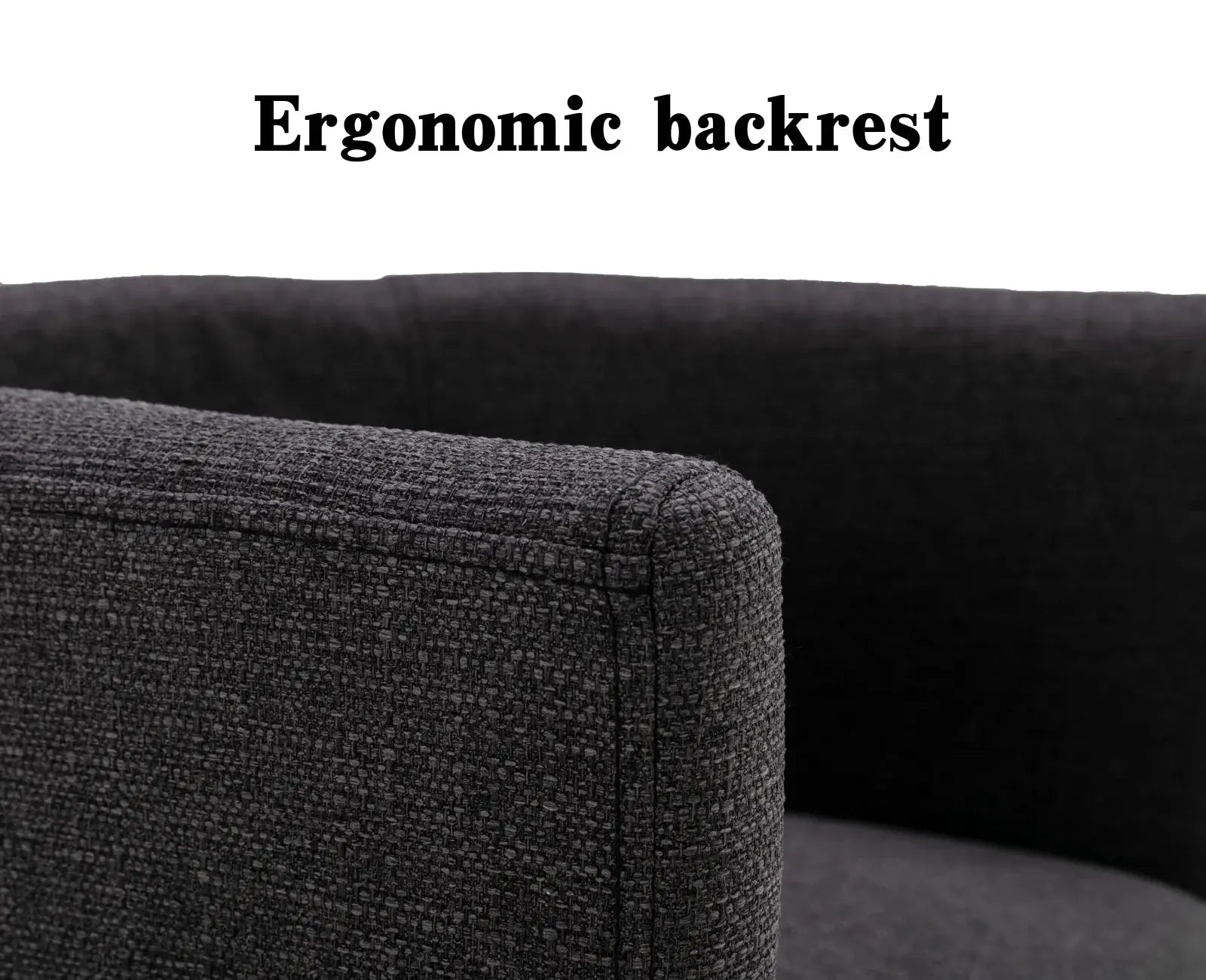 Modern Linen Dining Chair, Mid-Century Upholstered Barrel Kitchen Chairs Fabric Side Chair with Metal Legs and Curved Back for Living Room Dining Room Bedroom, Charcoal