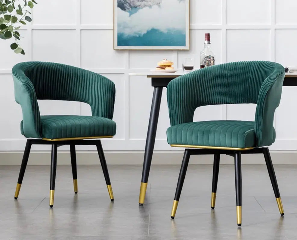 Janalyn Swivel Velvet Dining Chair Upholstered Back Arm Chair