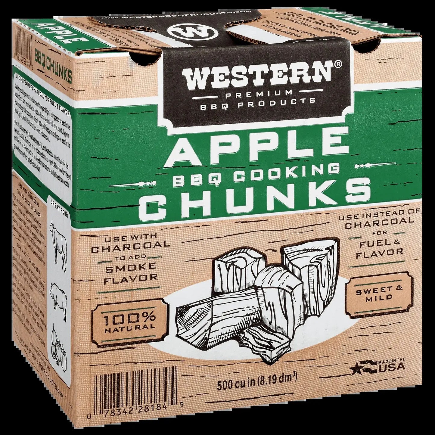 Premium BBQ Apple BBQ Cooking Chunks, 500 Cubic Inch