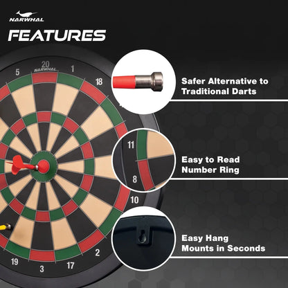Experience Fun and Safety with the 15.5-Inch Easy Hang Magnetic Dartboard – Includes Six Magnetic Darts for Family-Friendly Play!