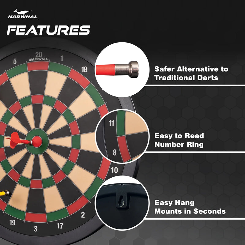 Experience Fun and Safety with the 15.5-Inch Easy Hang Magnetic Dartboard – Includes Six Magnetic Darts for Family-Friendly Play!