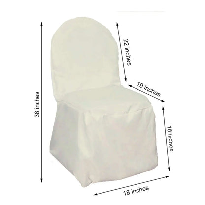 30 PCS Ivory Polyester Banquet Chair Covers, Reusable or Disposable Stain Resistant Chair Covers