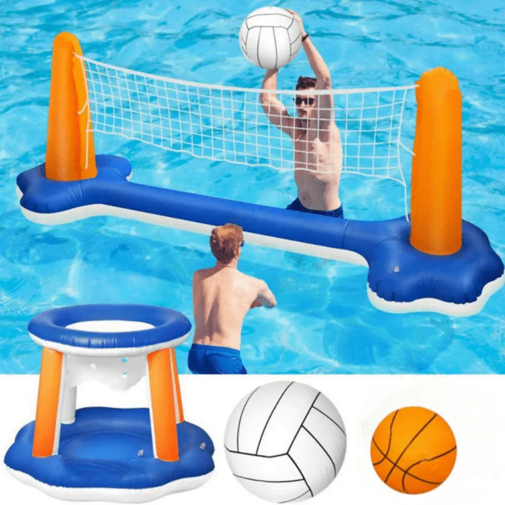 Pool Volleyball Net Basketball Hoop Inflatable Pool Floats Toys Swimming Water Games for Adults,Orange