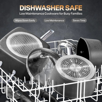 14 Pc Induction Cookware Sets, Kitchen Pots and Pans Set Non Stick, Kitchen Cookware Sets, Nonstick Cookware Set, Non Stick Pots and Pan Set, Hard Anodized, Oven and Dishwasher Safe